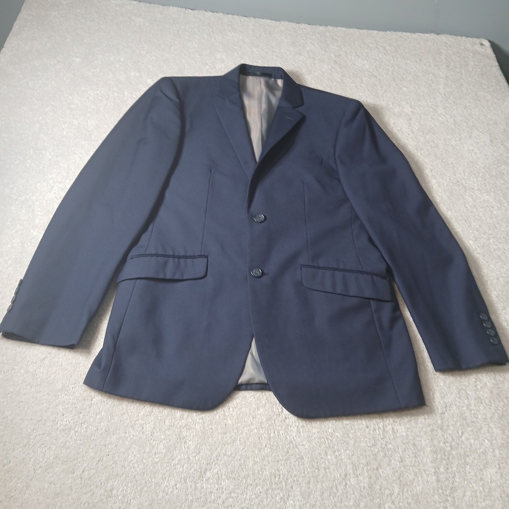RENOIR Mens R38 Navy Blue 2 Button Slim Fit Dual Vent Suit Jacket Notch Lapel